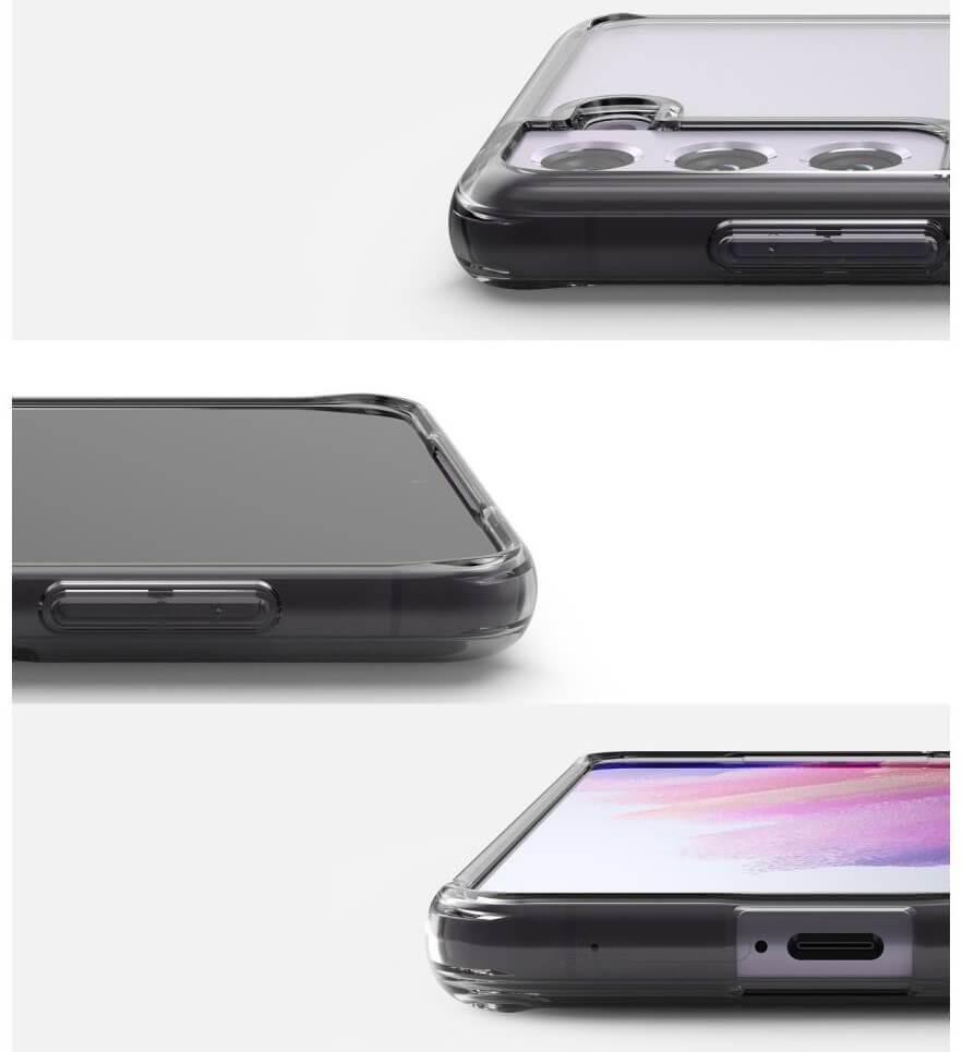 Противоударен Хибриден Калъф за Samsung S21 FE, Ringke Fusion Case, Сив (4)