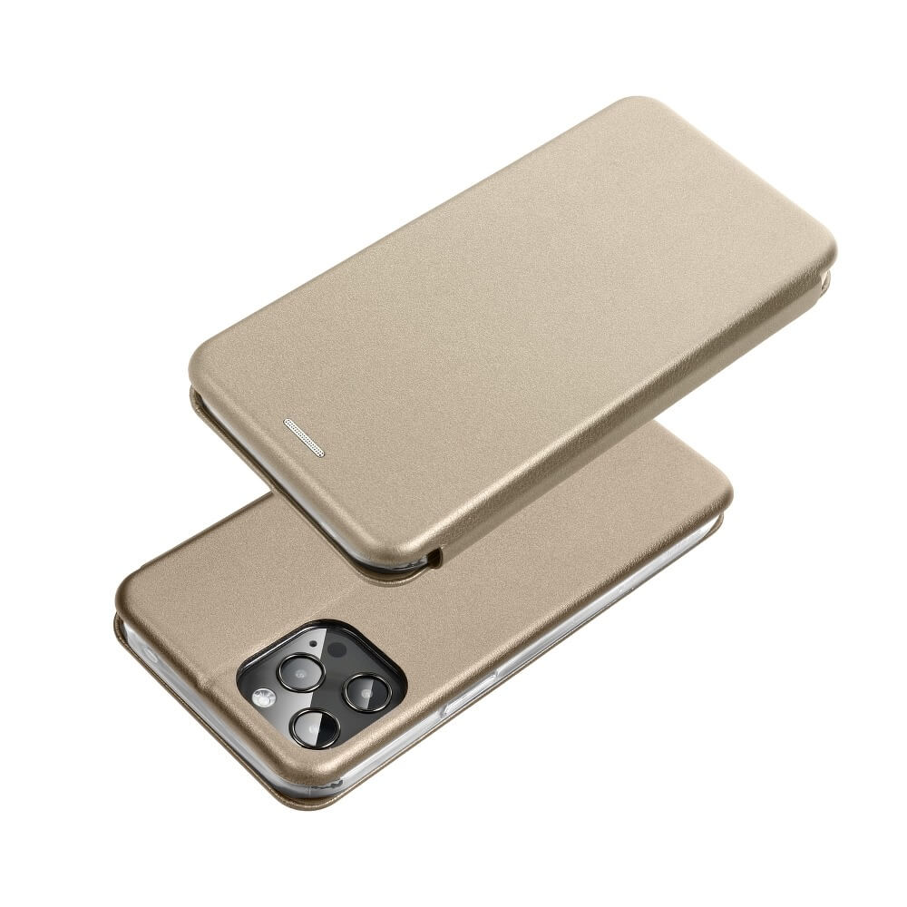 Кожен Калъф за Samsung S22 Plus, Forcell Elegance Book Case, Златист (7)