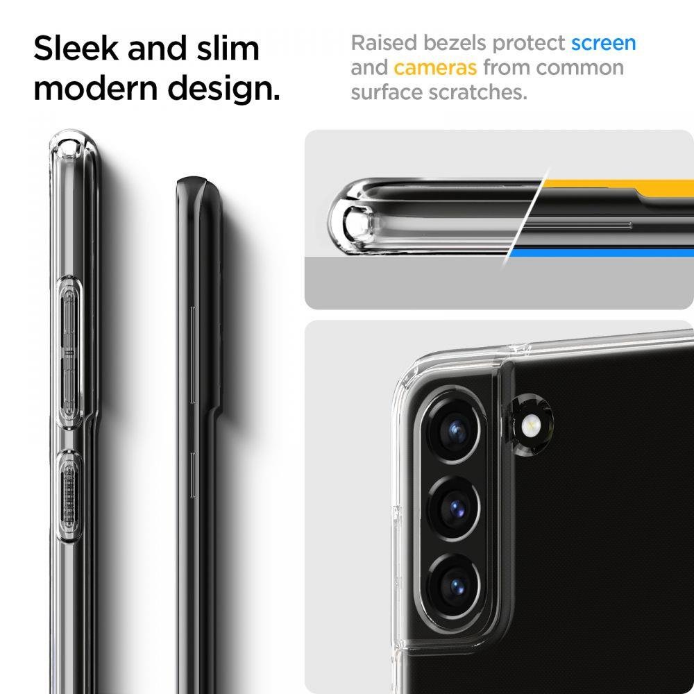 Противоударен Силиконов Калъф за Samsung S21 FE, Spigen Liquid Crystal Case, Прозрачен (3)