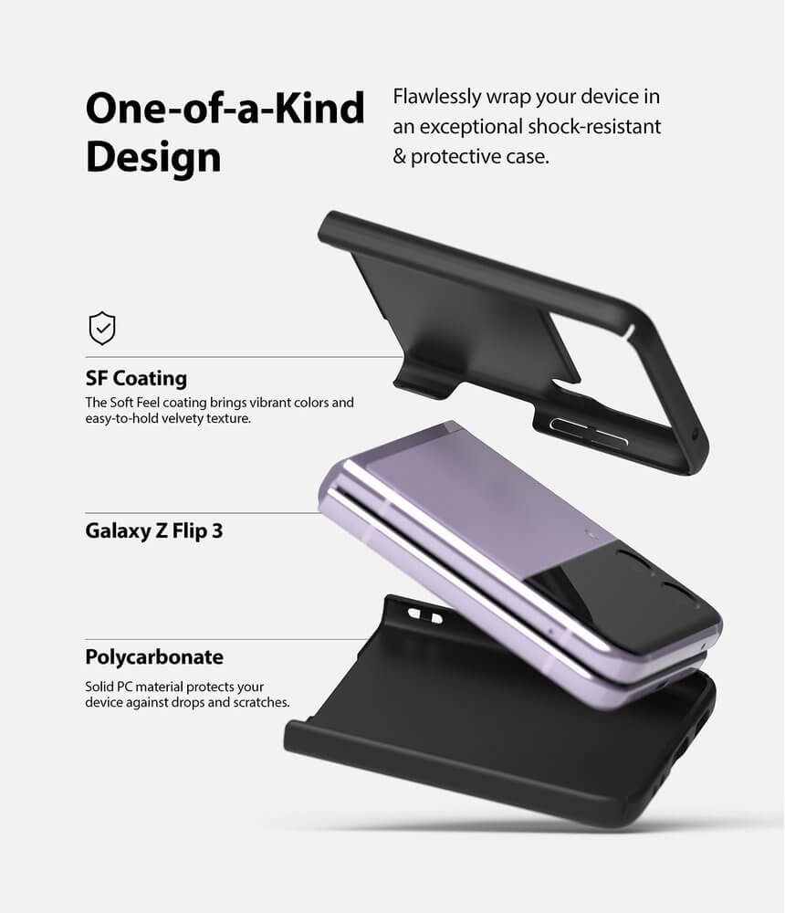 Тънък Противоударен Калъф за Samsung Z Flip 3, Ringke Slim Case, Черен (5)