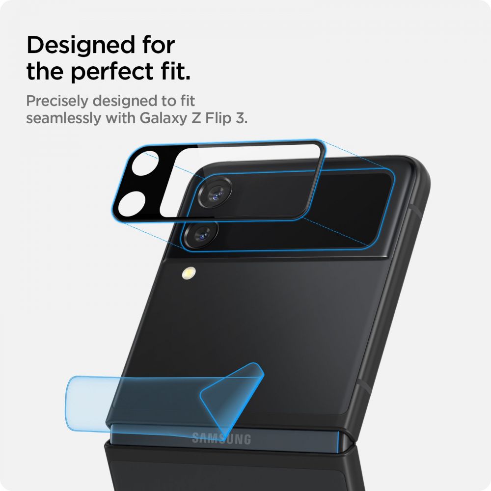 Външен Протектор и Фолио за Пантата на Samsung Z Flip 3, Spigen Optic Glass 2бр., Прозрачен (2)