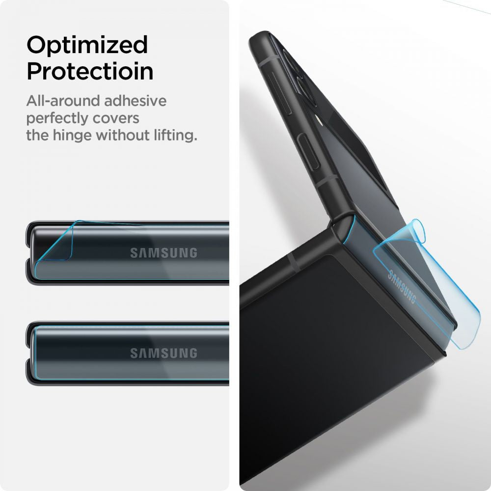 Външен Протектор и Фолио за Пантата на Samsung Z Flip 3, Spigen Optic Glass 2бр., Прозрачен (4)