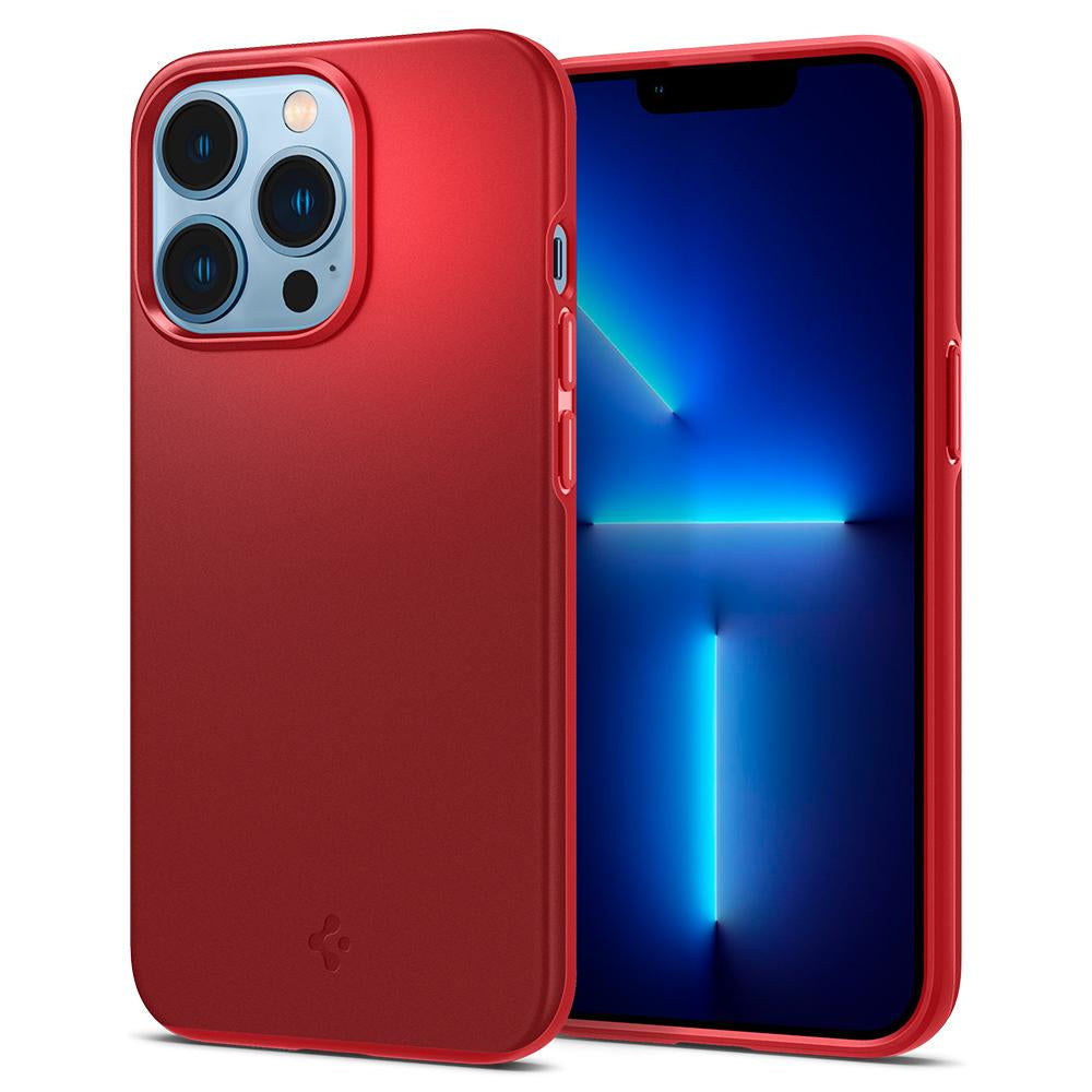 Противоударен Калъф за iPhone 13 Pro, Spigen Thin Fit Case, Червен (4)