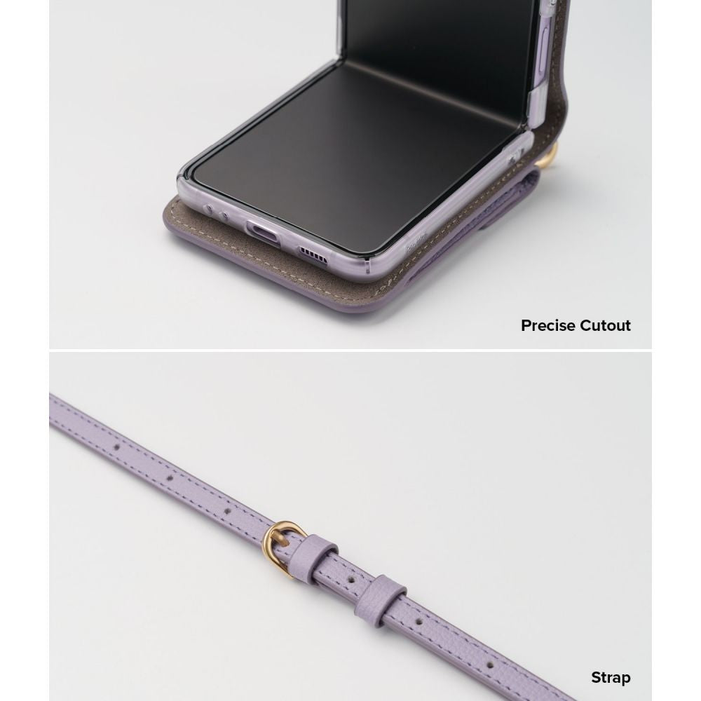 Кожен Калъф с Джоб за Samsung Z Flip 3, Ringke Folio Signature Case, Лилав (5)