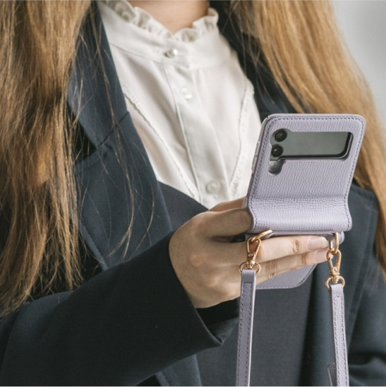 Кожен Калъф с Джоб за Samsung Z Flip 3, Ringke Folio Signature Case, Лилав (2)