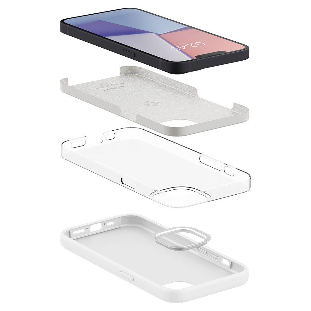 Матов Силиконов Калъф за iPhone 13, Spigen Silicone Fit Case, Бял (6)