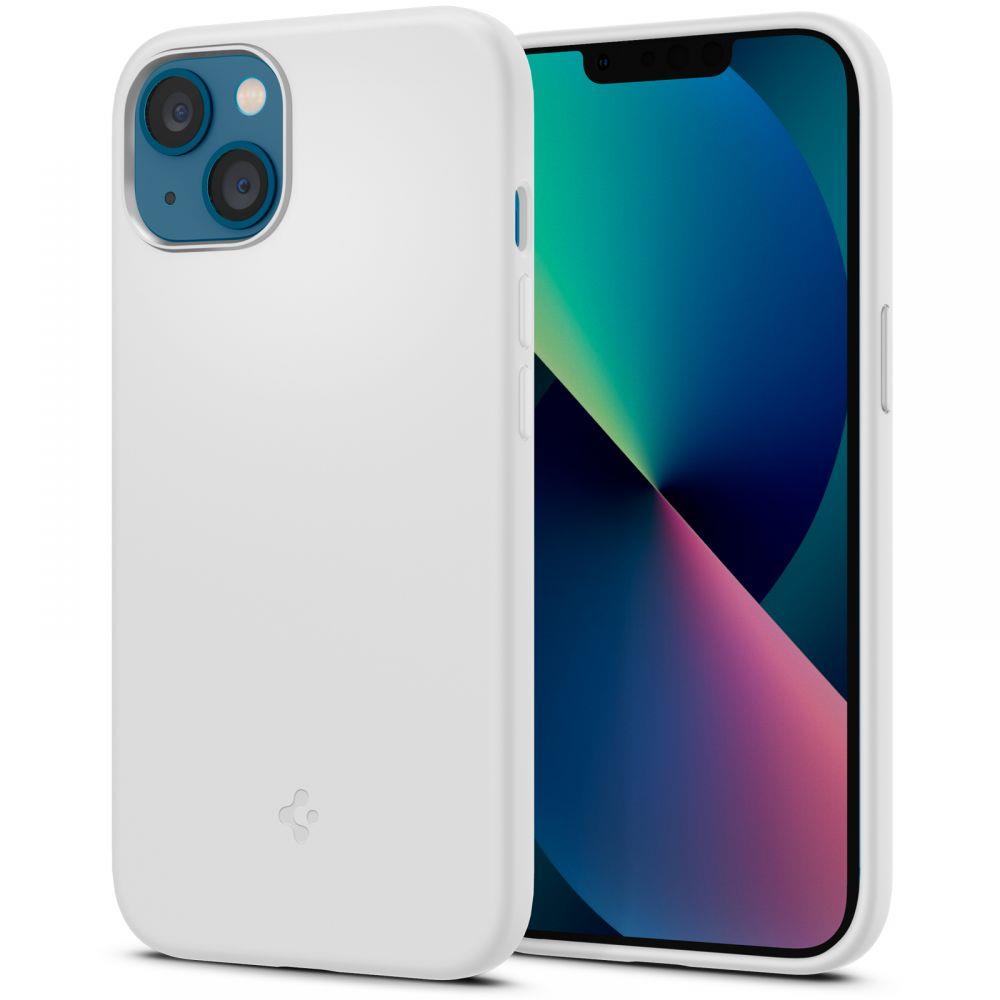 Матов Силиконов Калъф за iPhone 13, Spigen Silicone Fit Case, Бял