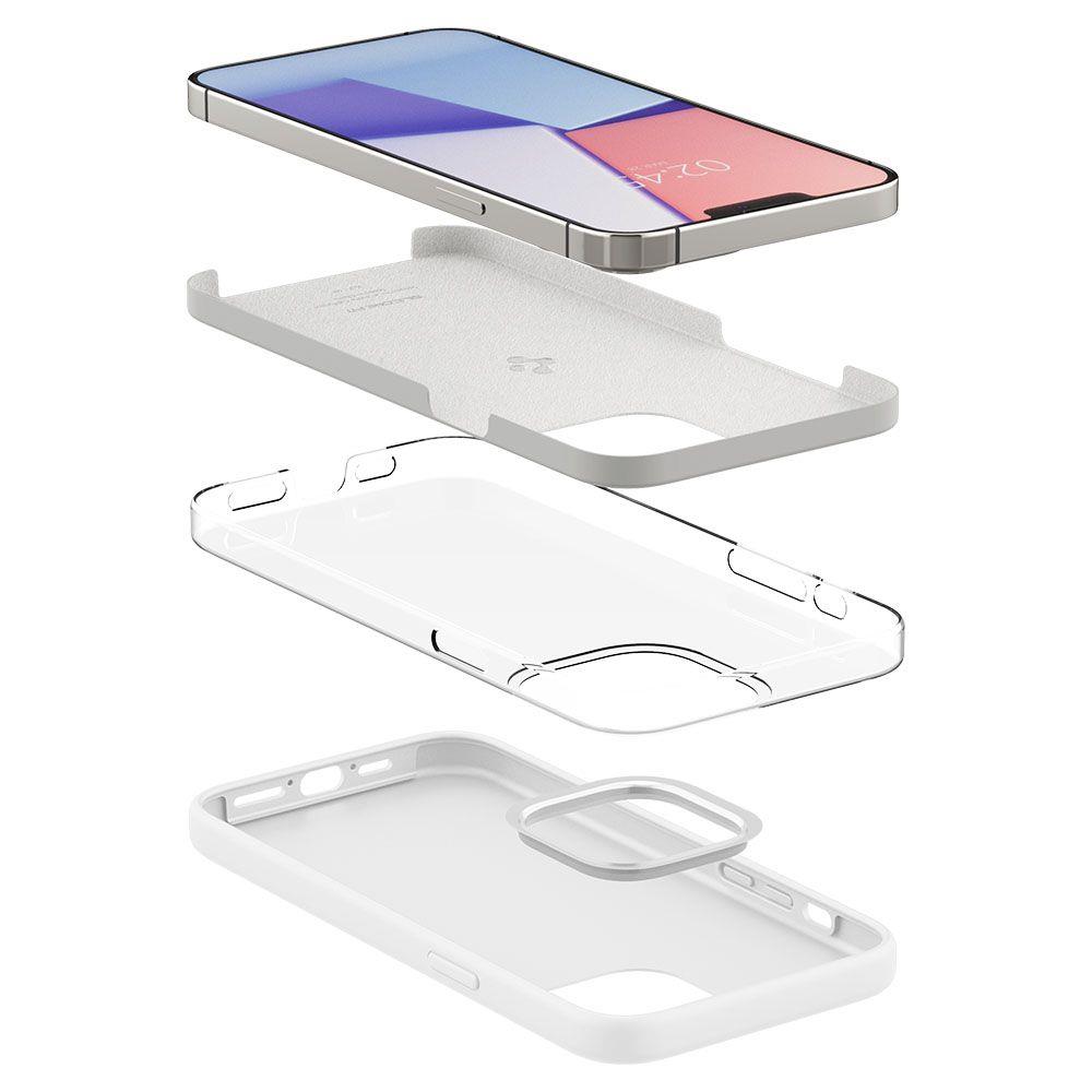 Матов Силиконов Калъф за iPhone 13 Pro Max, Spigen Silicone Fit Case, Бял (6)