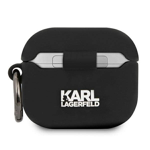 Луксозен Калъф за Apple Airpods 3, Karl Lagerfeld Silicone Iconic Case, Черен (2)