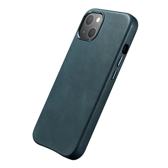 Magsafe Калъф от Естествена Кожа за iPhone 13, iCarer Leather Case, Син (7)