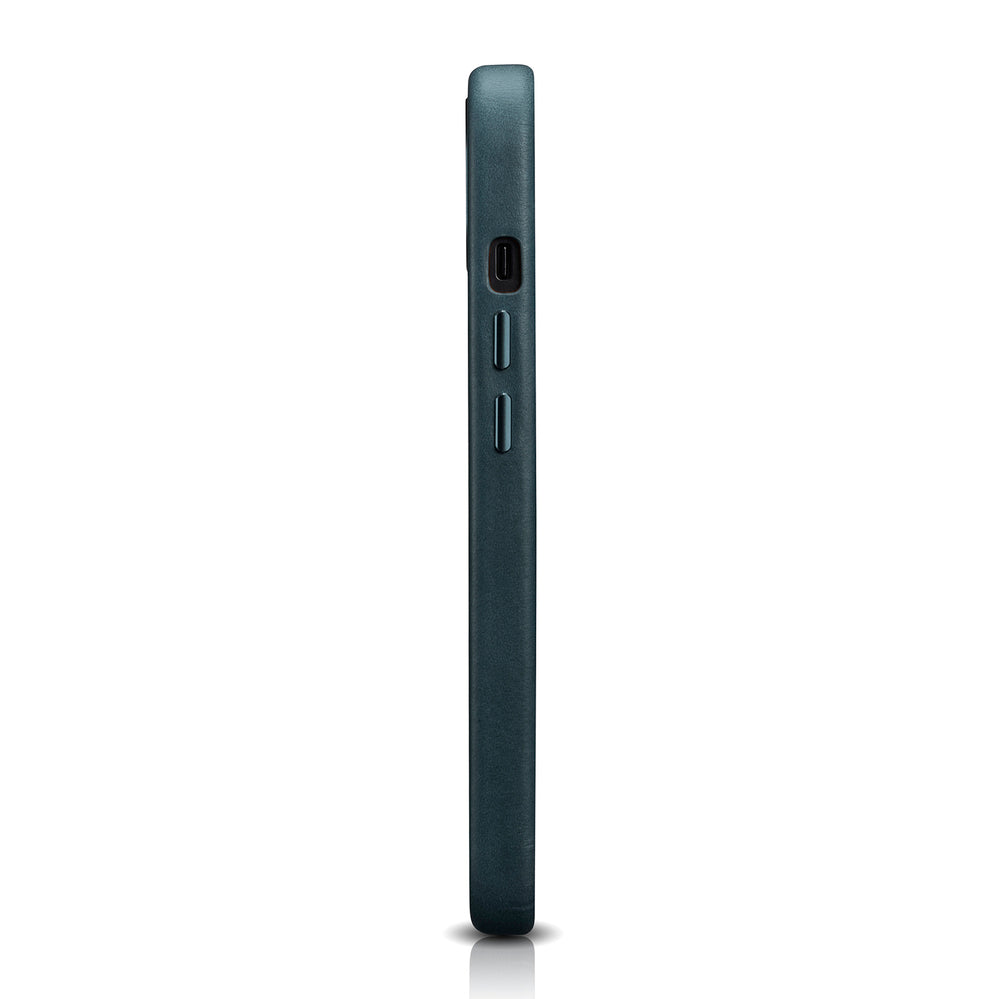 Magsafe Калъф от Естествена Кожа за iPhone 13 Pro, iCarer Leather Case, Син (7)