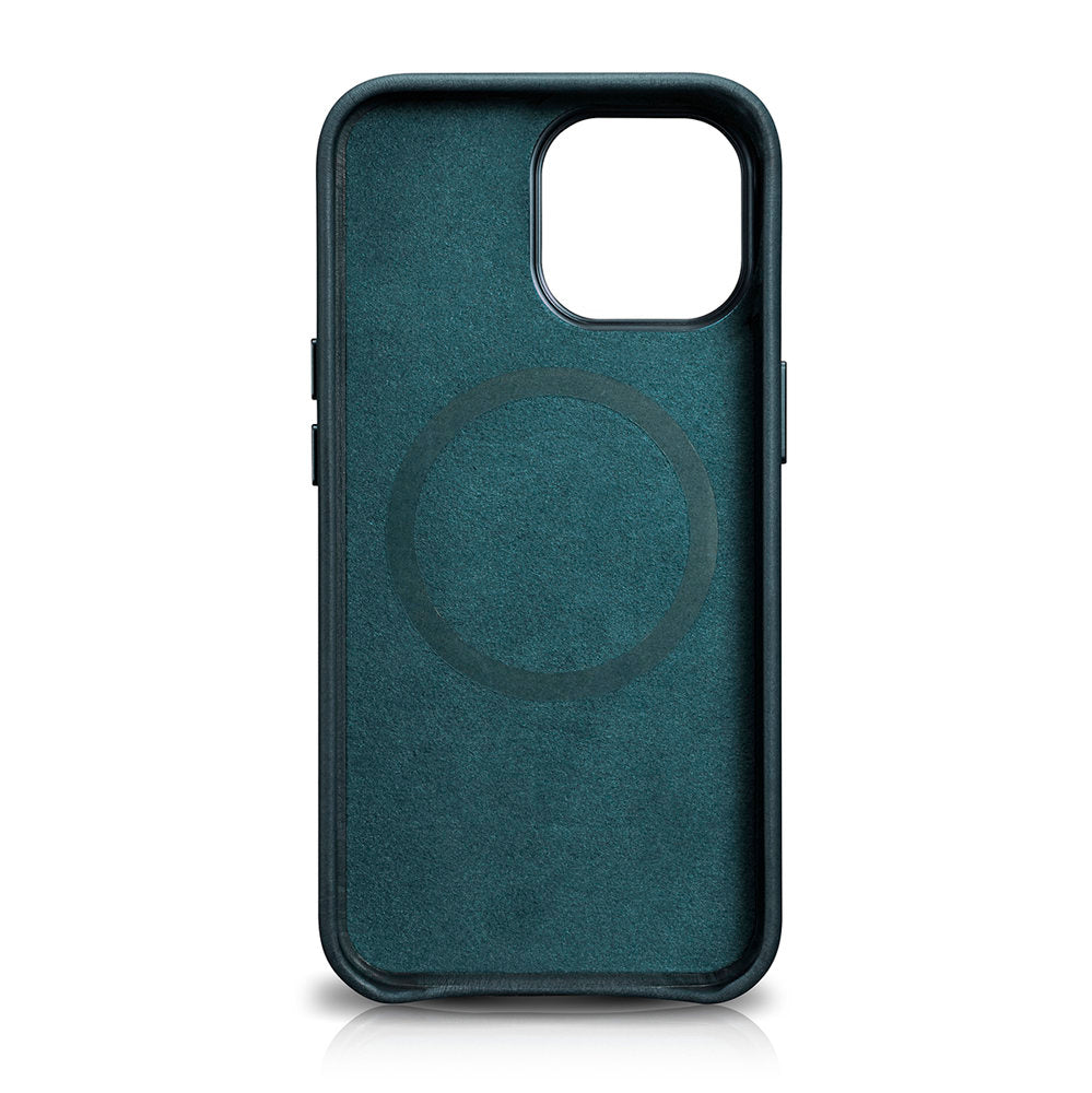 Magsafe Калъф от Естествена Кожа за iPhone 13 Pro, iCarer Leather Case, Син (2)
