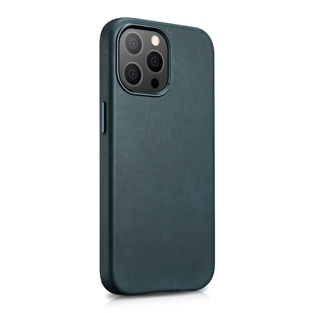 Magsafe Калъф от Естествена Кожа за iPhone 13 Pro, iCarer Leather Case, Син