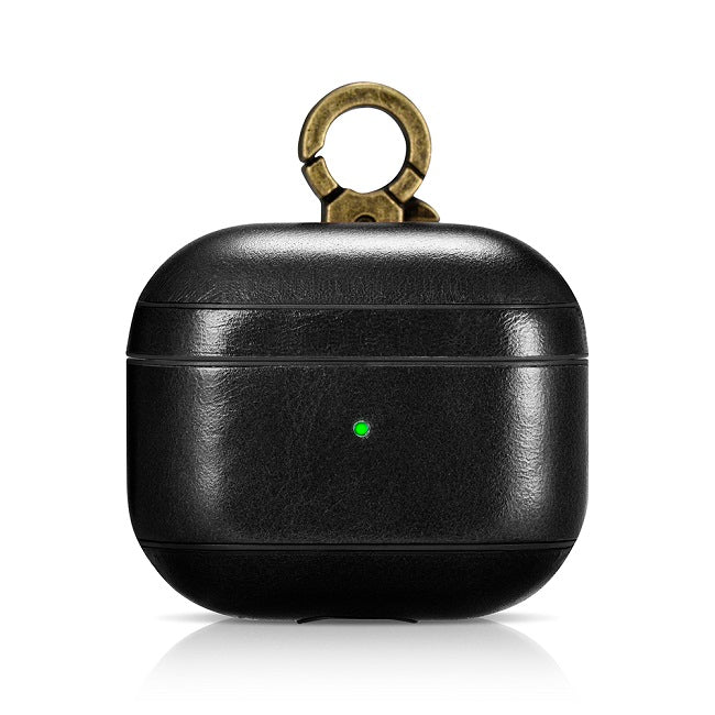 Кожен Калъф за Apple Airpods 3, iCarer Leather Hook Case, Черен (2)
