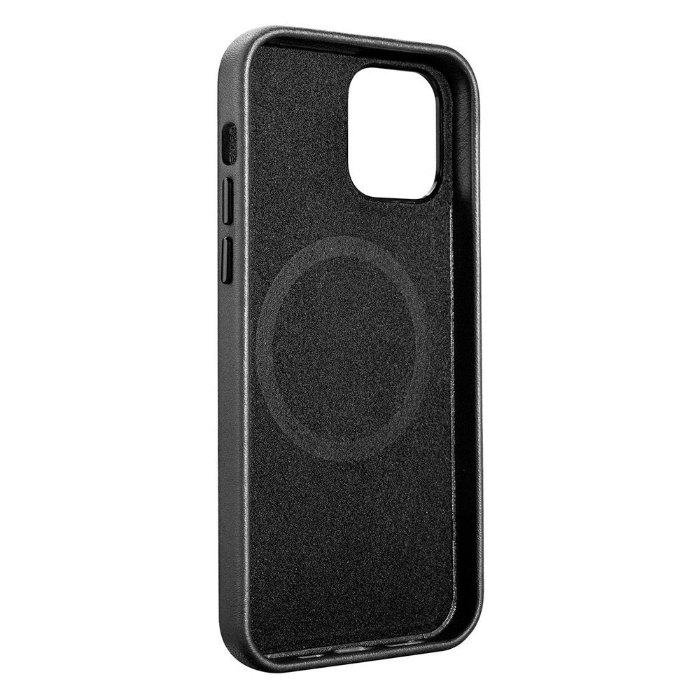 Magsafe Калъф от Естествена Кожа за iPhone 12 Pro Max, iCarer Leather Case, Черен (2)