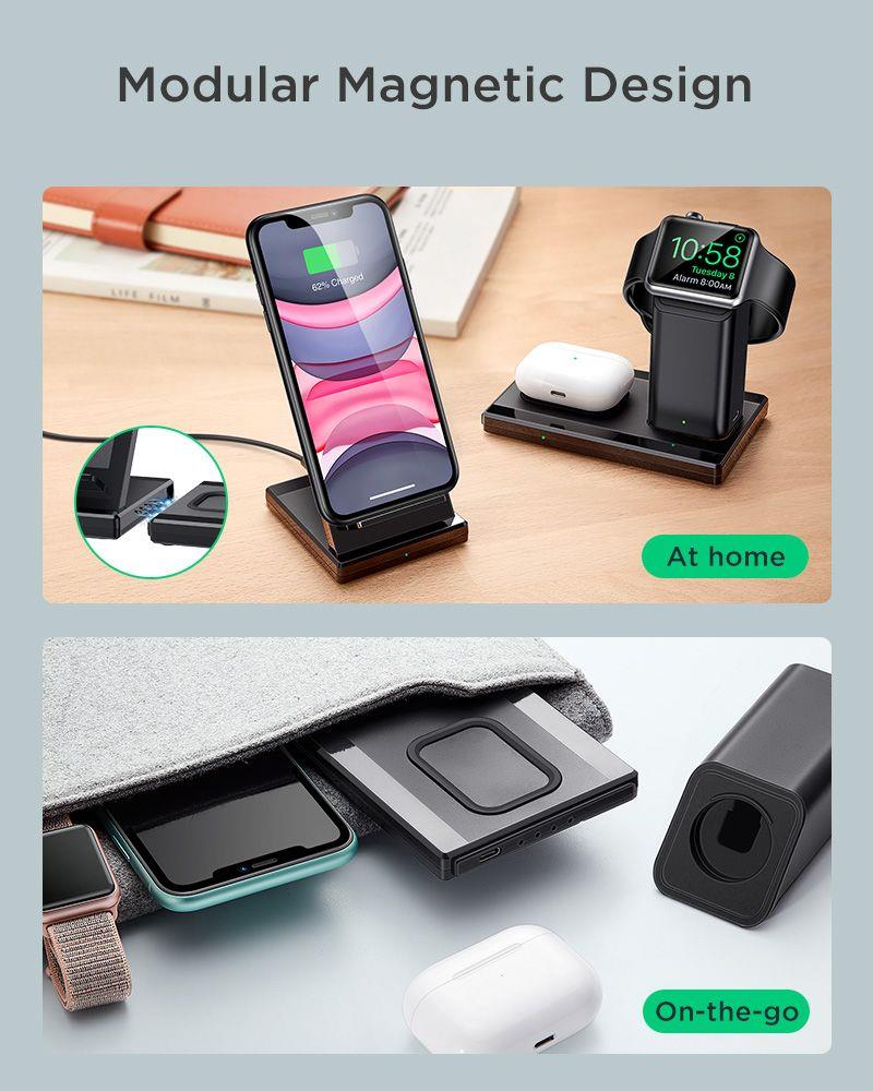 Безжично Зарядно за Apple Watch - iPhone - Airpods, ESR 3in1 10W, Черен (4)