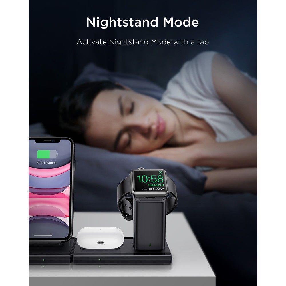 Безжично Зарядно за Apple Watch - iPhone - Airpods, ESR 3in1 10W, Черен (5)
