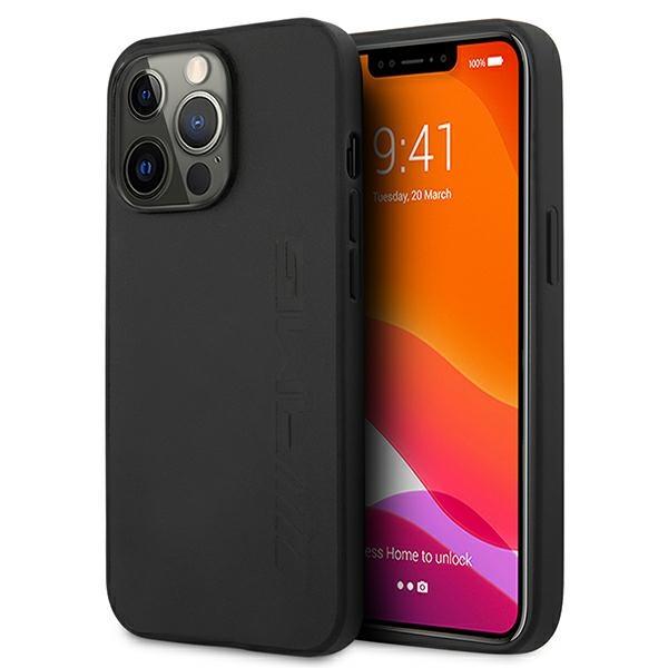 Луксозен Кожен Калъф за iPhone 13 Pro, Mercedes AMG Leather Case, Черен (2)
