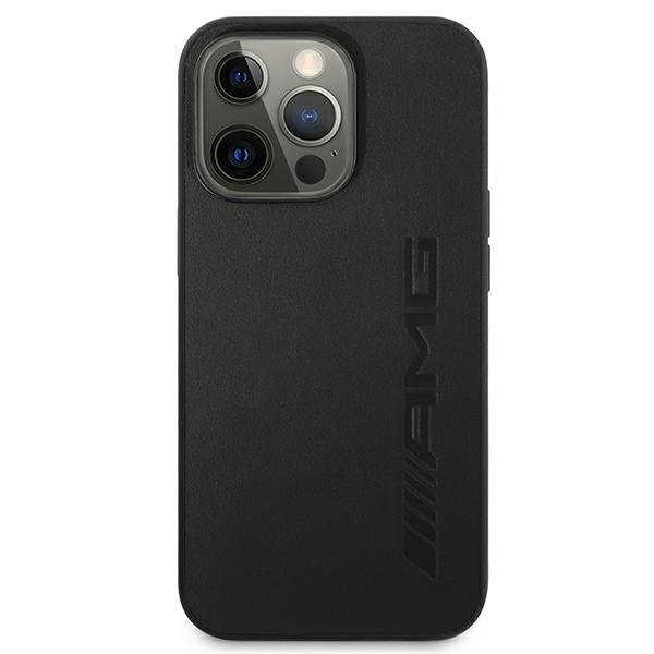 Луксозен Кожен Калъф за iPhone 13 Pro, Mercedes AMG Leather Case, Черен
