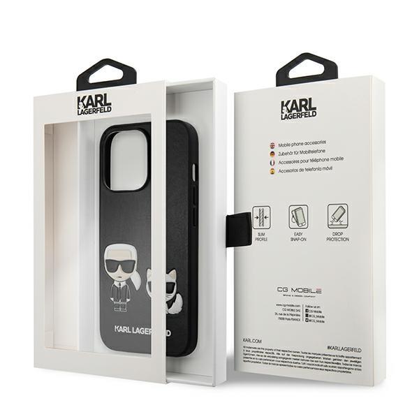 Луксозен Калъф за iPhone 13 Pro Max, Karl Lagerfeld Karl & Choupette Case, Черен (6)