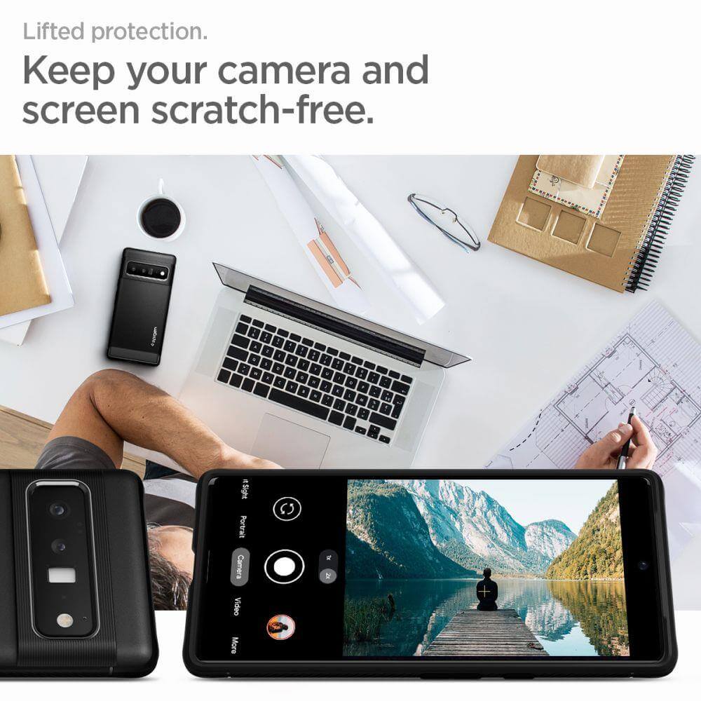 Противоударен Силиконов Калъф за Google Pixel 6 Pro, Spigen Rugged Armor Case, Черен (8)