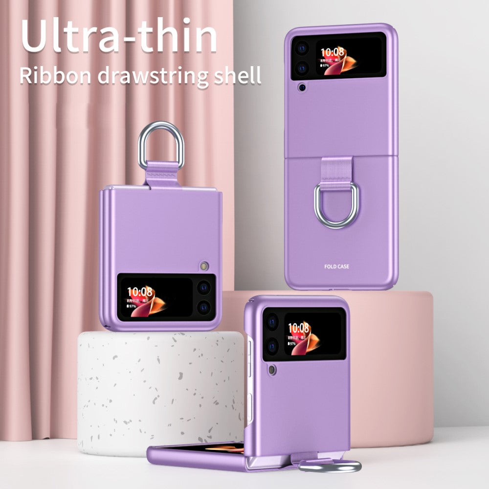 Матов Калъф с Пръстен за Samsung Galaxy Z Flip 3, GKK Ring Case, Лилав (4)