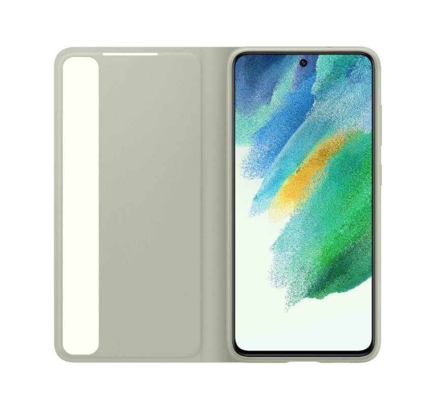 Оригинален Активен Калъф за Samsung S21 FE Smart Clear View Cover Book Case EF-ZG990CME, Зелен (3)