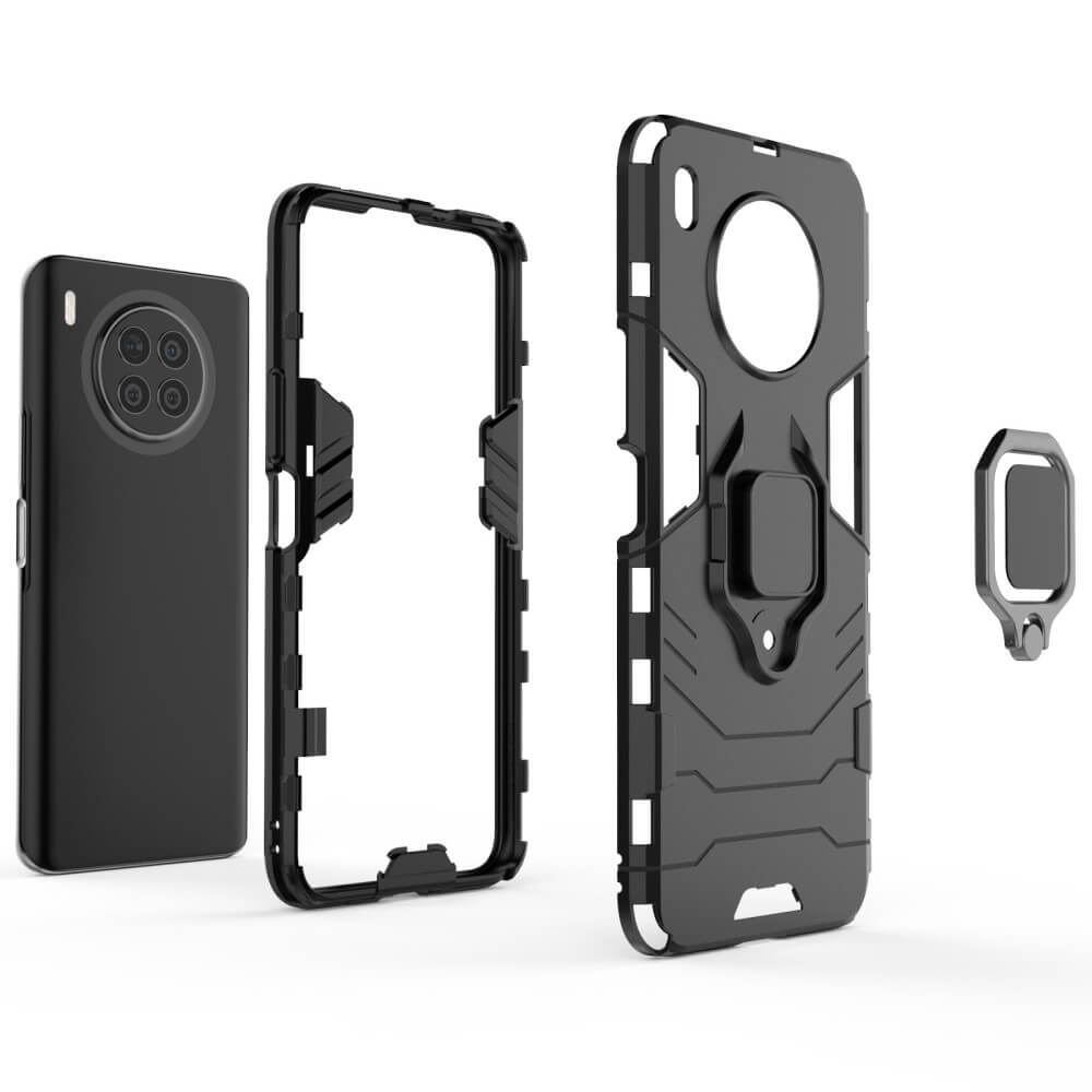 Калъф със Стойка-Пръстен за Huawei Nova 8i, Kickstand Armor Case, Черен (6)
