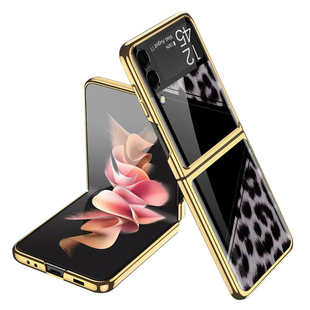 Луксозен Калъф за Samsung Galaxy Z Flip 3, GKK Tempered Leopard Case, Цветен
