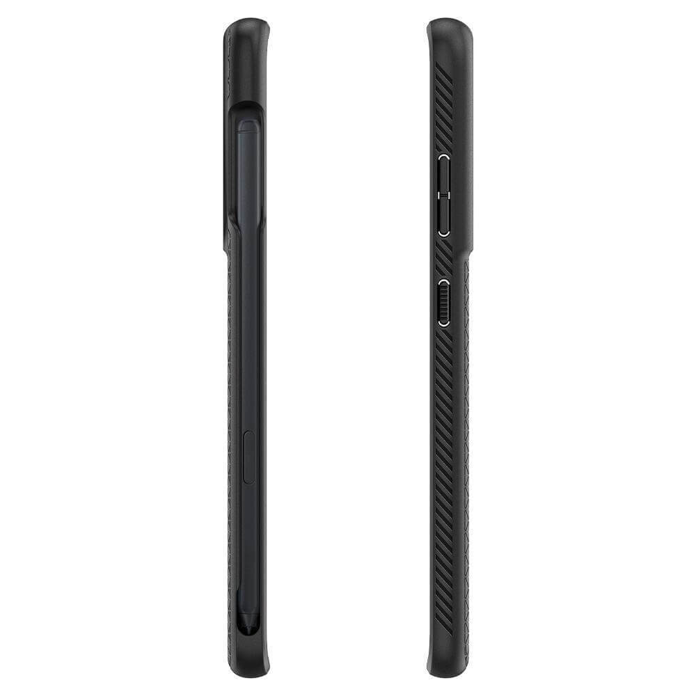 Калъф с Поставка за Писалка за Samsung S21 Ultra, Spigen Liquid Air S-Pen Case, Черен (8)
