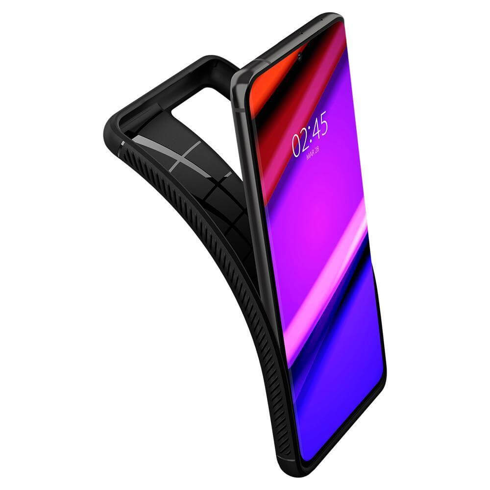 Противоударен Силиконов Калъф за Samsung S21 Ultra, Spigen Rugged Armor Case, Черен (3)