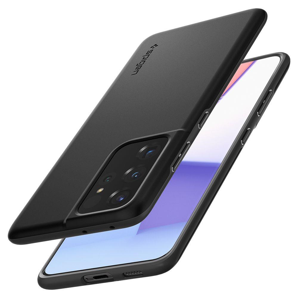 Противоударен Калъф за Samsung S21 Ultra, Spigen Thin Fit Case, Черен (6)