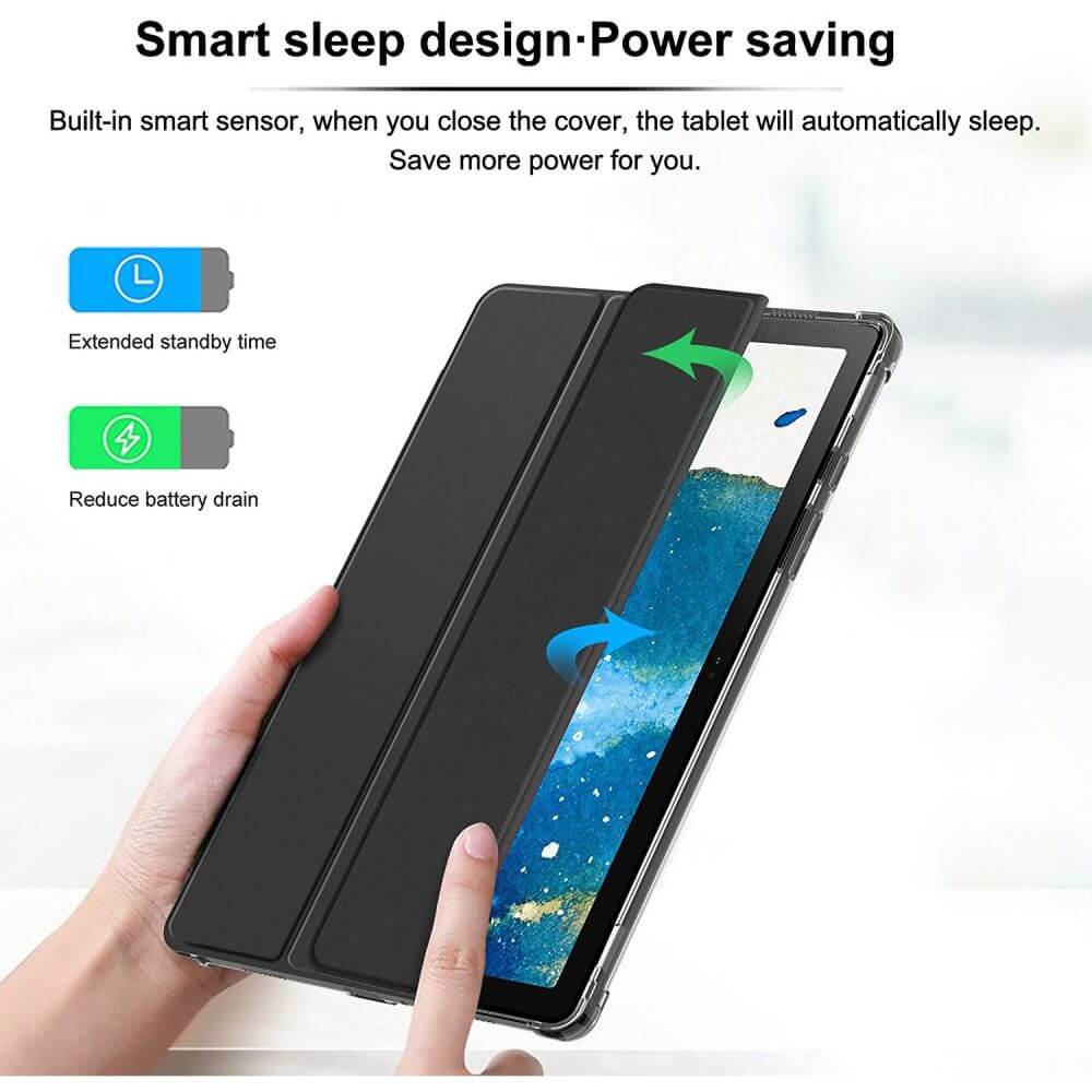 Кожен Калъф за Samsung Tab A7 10.4", Infiland Smart Case, Черен (3)