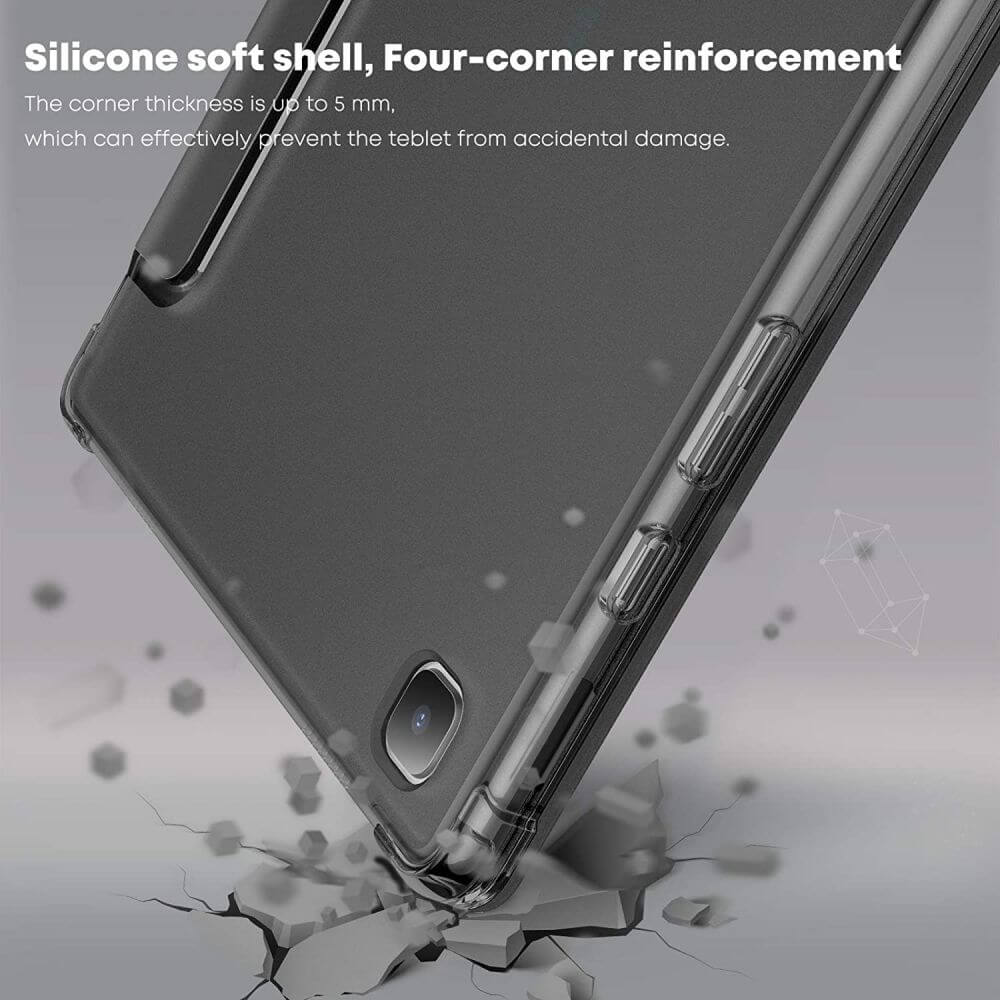 Кожен Калъф за Samsung Tab A7 10.4", Infiland Smart Case, Черен (6)