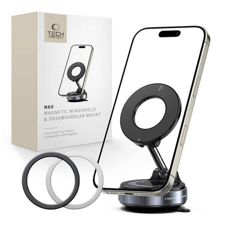 Магнитна Стойка за Кола, Tech-Protect Magsafe N60 Dashboard Holder, Черен (5)