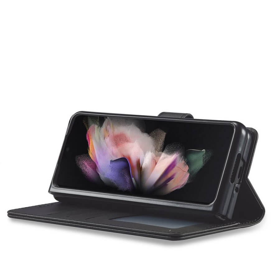 Кожен Калъф с Джобове за Samsung Z Fold 7, Tech-Protect Wallet Book Case, Черен (4)