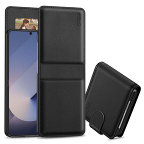Кожен Калъф за Samsung Z Flip 7, Tech-Protect Wallet Book Case, Черен