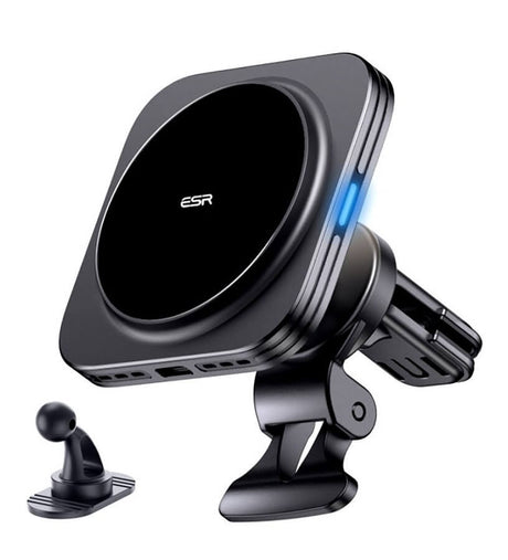 Безжично Зарядно за Кола за iPhone, ESR Magsafe Car Charger QI2 15w, Черен