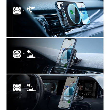 Безжично Зарядно за Кола за iPhone, ESR Magsafe Car Charger QI2 15w, Черен (5)