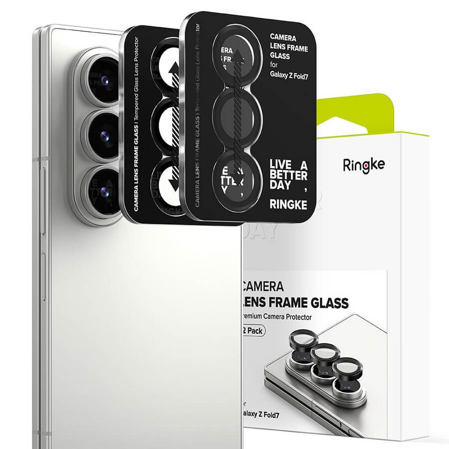 Протектор за Камерата на Samsung Z Fold 7, Ringke Cam Lens Frame Glass 2бр., Черен (2)