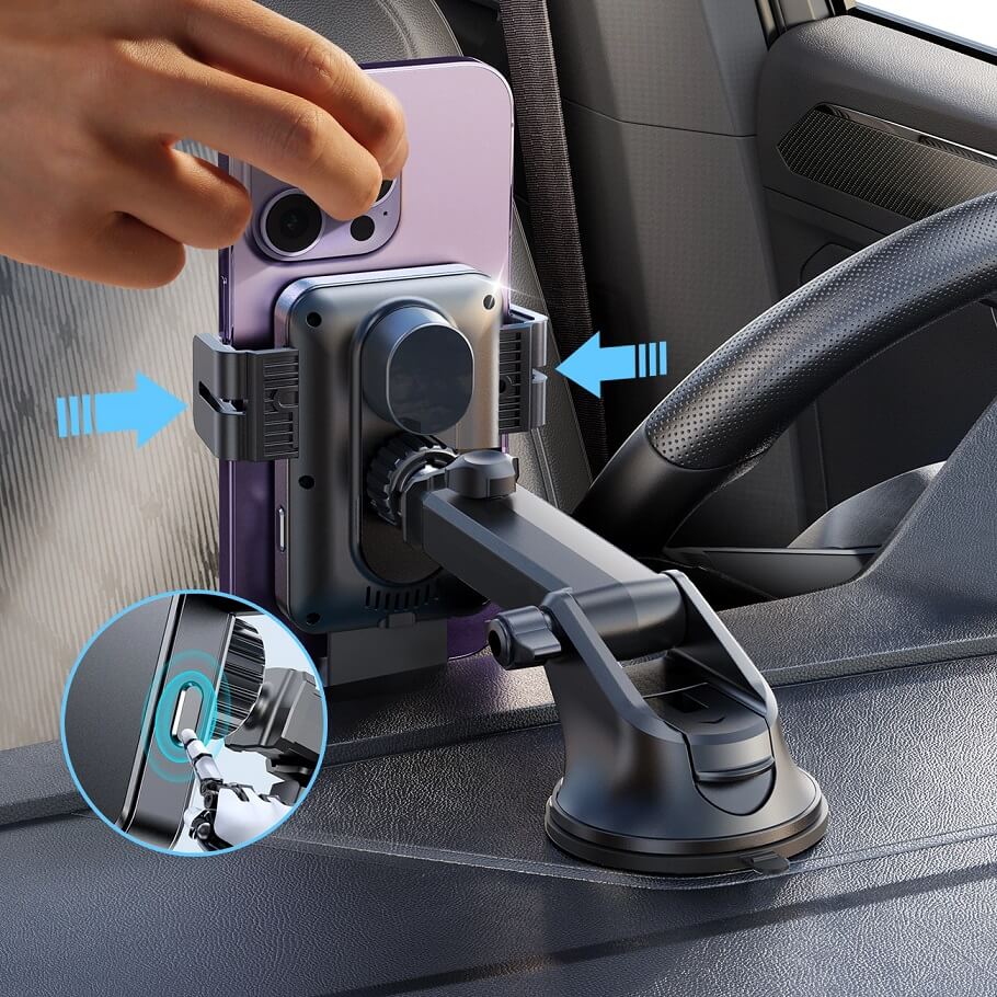 Стойка за Кола с Безжично Зареждане, Joyroom Vent Holder 15w, Черен (9)