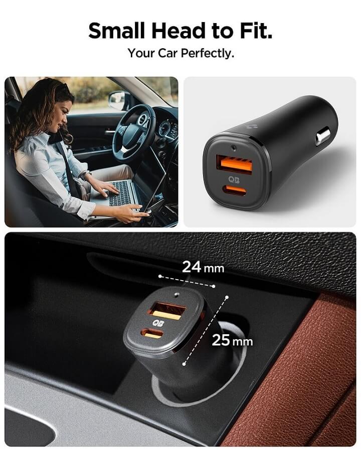 Зарядно за Кола, Spigen ArcStation Essential Dual Port 48W, Черен (4)
