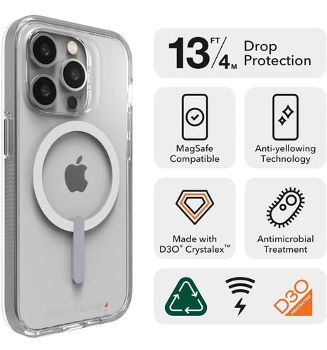 Magsafe Калъф за iPhone 14 Pro Max, ZAGG Gear4 Crystal Palace Snap Case, Прозрачен (3)