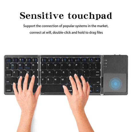 Сгъваема Клавиатура с Тъчпад, Wireless Pocked Keyboard, Сив (6)