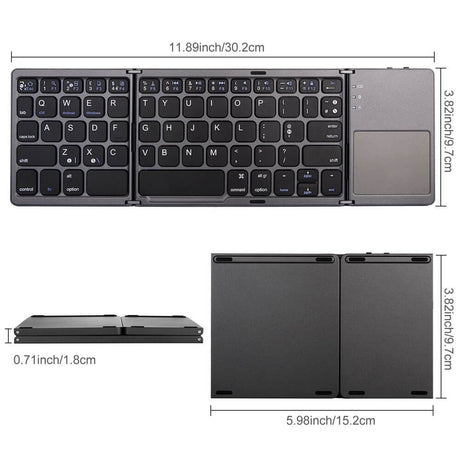 Сгъваема Клавиатура с Тъчпад, Wireless Pocked Keyboard, Сив (7)