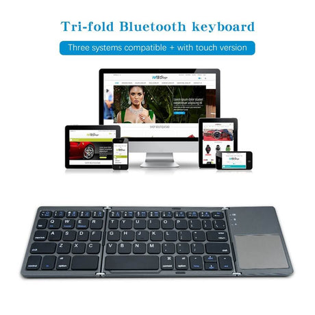 Сгъваема Клавиатура с Тъчпад, Wireless Pocked Keyboard, Сив (3)