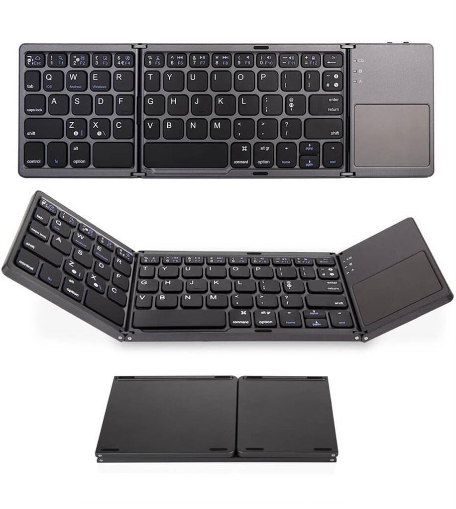 Сгъваема Клавиатура с Тъчпад, Wireless Pocked Keyboard, Сив (2)
