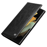 Кожен Калъф за Samsung S23 Ultra, Qialino Book Case, Черен (4)