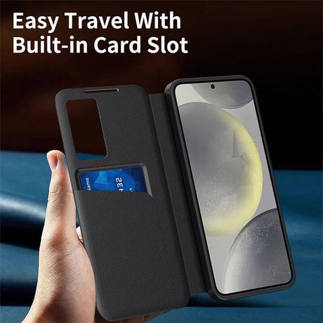 Активен Калъф за Samsung S23 Ultra, Smart Wallet Book Case, Черен (7)