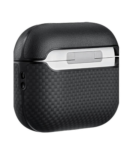 Magsafe Калъф за Apple AirPods Pro 3, Pitaka Aramid Fiber Magnetic Black/Gray Case, Черен (3)